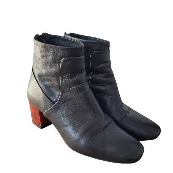 Black Topshop leather boots with red block heels 39 - Picture 2 of 14